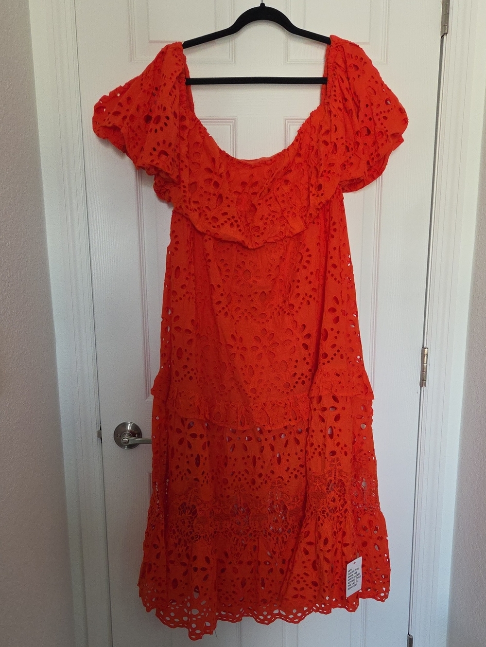 ASOS EDITION Red Orange Eyelet Ruffled Dress